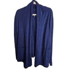 Title Nine Womens Merino Wool Blend Open Front Cardigan Sweater Size M Blue